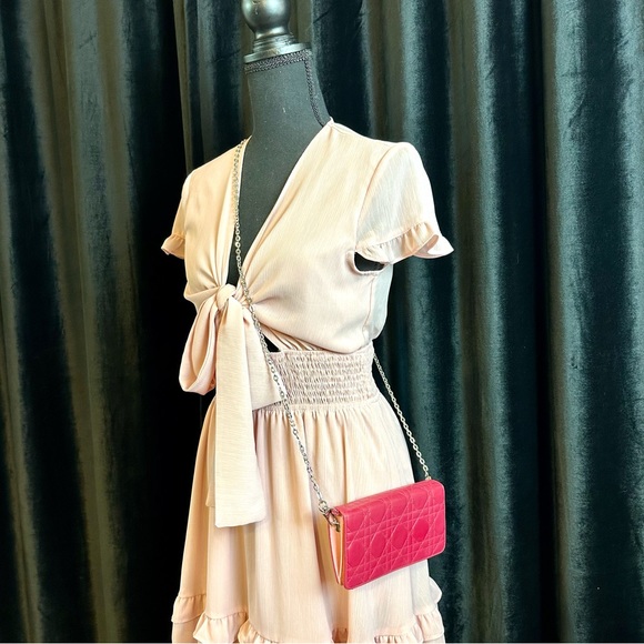 CHRISTIAN DIOR Magenta Pink Leather Cannage Long Wallet Crossbody with C… - Picture 2 of 16